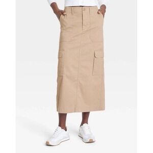 Universal Threads Women's Cargo Midi Skirt Size 6 Tan